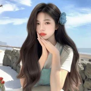 여성 긴머리 웨이브 가발 자연스러운 스타일 변신 SD-250309 (WFJKNAO)