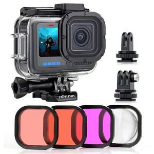 [미국배송] GOPRO HERO 13/12/11/10/9 블랙 196피트 수중 보호 다이빙 하우징 케이스 빨간색 연한 마젠타 5배 클로즈업 매크로 필터 포함 순선 워터프루프 케이스