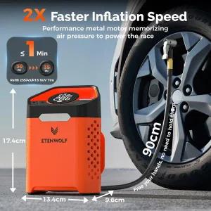ETENWOLF ZEPHYR V3 휴대용 자동차 압축기 160 PSI 듀티 사이클 자동차 타이어 팽창기 7800mAh 오토바이 자