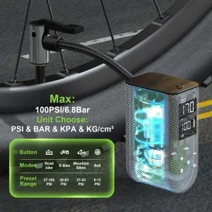 휴대용 자전거 펌프 디지털 LCD 압력 게이지가 있는 100psi 전기 자전거 공기 펌프 100PSI 미니 메모리 기