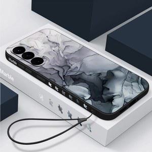핸드폰케이스 갤럭시 S24 S23 S22 울트라 S25 S21 S20 FE A15 A25 A35 A55 A52 A53 A54 5G A36 A56 매는 밧줄 커버에 대한 다채로운 대리석 케이스