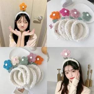 왕리본 세척 헤어밴드 작은 블랙 버전 양털 얼굴 헤어 봄 꽃 머리띠 새틴 여성용 액세서리
