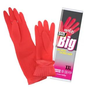 마미손 XXL 남성용 빅특대 주름 고무장갑 레드 1쌍 고무장갑 남성용 특대 XXL