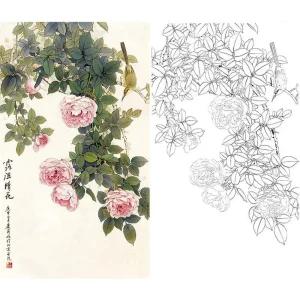 교실 국화 민화 그리기 재료 동양화 수묵화 밑그림 스캐치