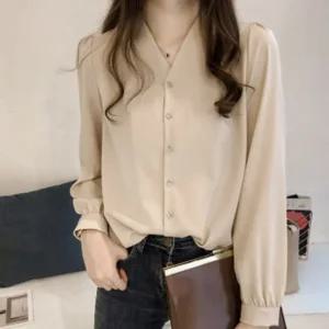 [모노무드]LMO 여성블라우스 데일리드레스셔츠 어깨뽕 브이넥남방