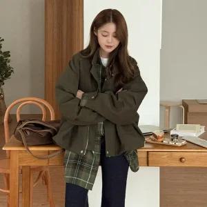 로팅 포켓 스트링 야상 점퍼 83737 빅사이즈 여성의류