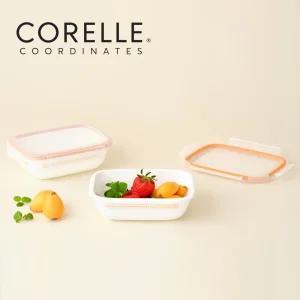 코렐 코디네이츠 밀크글라스 밀폐용기 자카드 밴드 직사각 2종(대)