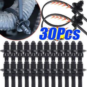 자동차 고정핀 1-30Pcs 자동차 나일론 스레드 헤드 하네스 케이블 타이 다목적 블랙 스러스트 클립 라인 액