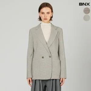 여성 테일러드 체크 더블 자켓