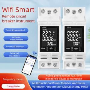 Tuya WiFi Din 레일 전력 모니터 전압계 전류계 63A AC 디지털 다기능 주파수/에너지/PF 미터 릴레이