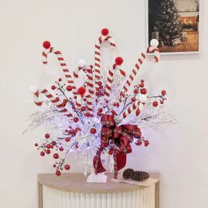 아트박스/플라워트리 크리스마스 장식 화분 LED 지팡이트로피대형Aset 60cm