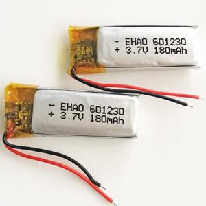 2pcs 3.7V 180mAh Lipo 리튬 폴리머 충전식 배터리 601230 MP3 블루투스 스피커용 스마트 워치 헤드셋 비디