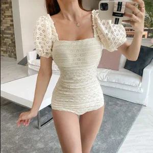 [하프클럽/]수사니 베이지 모노키니 투피스수영복 체형커버수영복