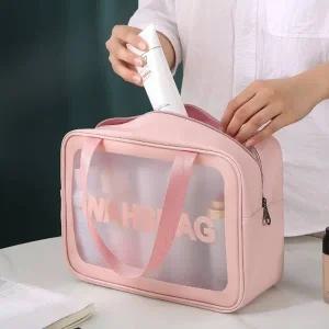 PVC 수영가방 방수 여행용 워시백 지퍼백 핑크