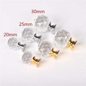 크리스탈 볼 디자인 투명 유리 손잡이 찬장 서랍 주방 캐비닛 옷장 하드웨어 당기기 20mm 50mm