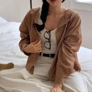 [하프클럽/]여자 키치무드 드로우코드 면혼방 남방