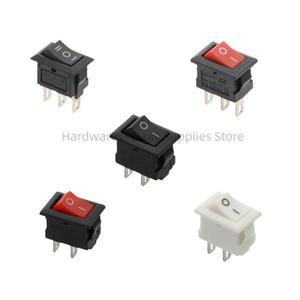 푸시 버튼 스위치 10x15mm SPST 2/3Pin 3A 250V KCD11 스냅인 on-off 미니 로커 검정색 빨간색 및 흰색