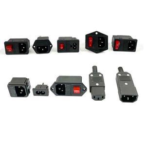 IEC320 C14 전기 AC 소켓, 빨간색 LED 250V 로커 스위치, 10A 퓨즈 암 수 입구 플러그 커넥터, 2 핀 마운트