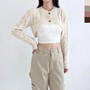 [하프클럽/]여자볼레로 크롭니트 가디건