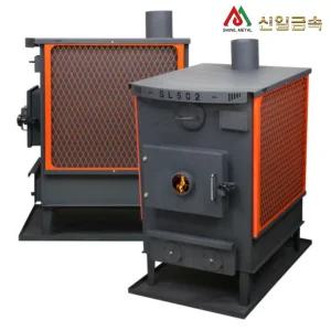신일금속 SL-502 30평 업소용 장작 사각 화목난로 공장 내열페인트 내열 유리창 난로