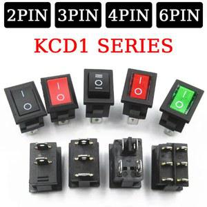10PCS KCD1 시리즈 블랙 전원 로커 6A 125V 그린 10A 레드 위치 보트 21MM 250V AC 자동차 15MM 스위치