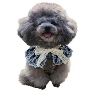 강아지 데님 리본 케이프 1P 면소재 레이스 스카프 강아지망토