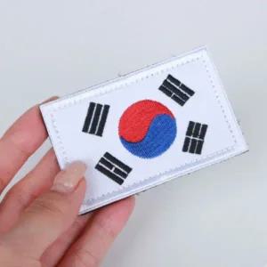[콩심팥심]화이트 태극기 자수패치 찍찍이 밀리터리 와펜 대한민