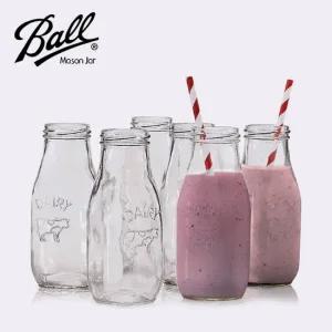 볼 메이슨자 컨츄리 밀크보틀 6p 세트 300ml 10.5oz) 우유 쥬스 병 홈카페 우유병 과일청보관