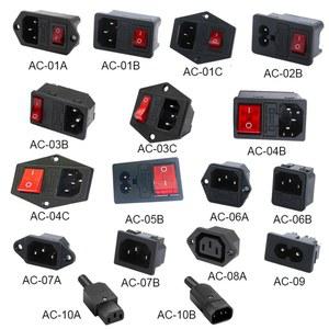 IEC320 C14 C15 10A 250V 소켓 커넥터 스위치 플러그 여성 황동 퓨즈 컴퓨터 남성 로커 입구 LED 전기 마운트