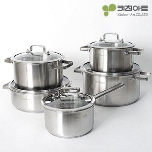 키친아트 올가 IH 인덕션 스텐냄비 5종세트(18편수+20양수+22양수+26전골+26곰솥)