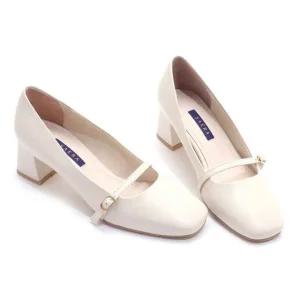 [갤러리아] 세라 여성 양가죽 메리제인 펌프스 통굽구두 TJP22403 크림 5CM