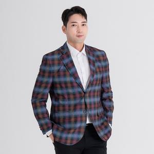 여름 남성 캐주얼 마이 체크 무늬 남성 세미 정장 콤비 자켓 양복