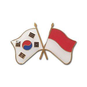 로고마크 세계각국의 휘날리는 국기교차뺏지(한국-인도네시아)