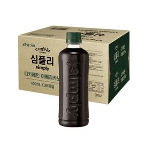 빙그레 아카페라 심플리 디카페인 아메리카노 400mlx20개입 최화정커피 사무실커피 탕비실