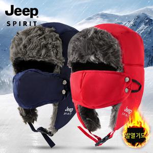 2장세트 원플러스원 JEEP SPIRIT 남녀공용 겨울 방한모자 귀달이모자 스키 보드 오토바이