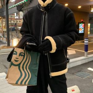 [노프라브럼]남자 겨울 커플 오버핏 스웨이드 양털 무스탕 2컬러