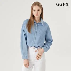 [GGPX]데님 버튼 루즈핏 포켓 여성 긴팔 셔츠 (GOABA002D)