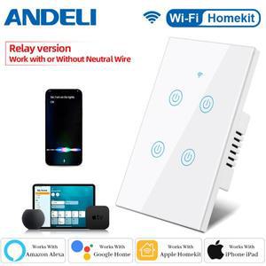 Apple Homekit 스마트 스위치 중립 없음 미국 WIFI 터치 센서 전등 벽 홈 1/2/3/4 Gang Siri 제어 2022