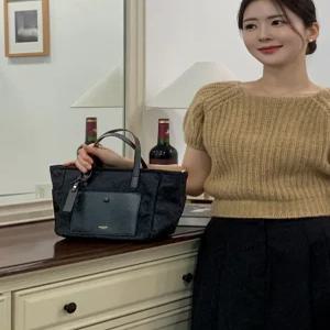 헤지스 액세서리 25FW [선물추천][라잇백] 블랙 심플 포켓 나일론 탑집 토트겸 크로스S HIBA5F957BK