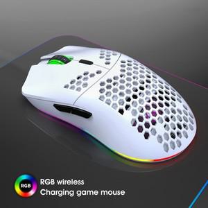 HXSJ T66 RGB 2.4G 무선 게임용 마우스 조명 충전 가능한 DPI 인체 공학적 디자인, 데스크탑 노트북