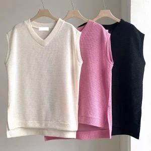 [하프클럽/]빅사이즈조끼티 T739L502 데일리브이패턴베스트 BN