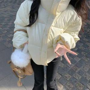[하프클럽/]트렌디 숏 겨울점퍼 크롭 레더 JS 하이넥 방