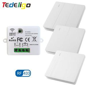 무선 433MHz 전등 스위치 1/2/3 갱 원격 제어 인터럽터 벽 10A 110V 220V 230V 릴레이 수신기 램프 LED