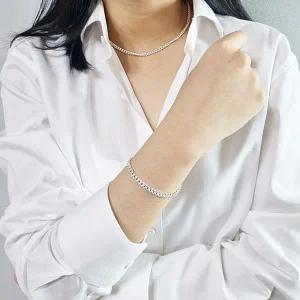 [차차실버]커브 2mm~4mm 은팔찌 베스트 무난 심플 커플 순은 대중적인