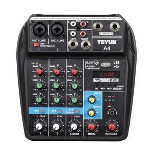 4 채널 믹서 Dj 믹싱 콘솔 Met Bluetooth 호환 48V 팬텀 파워 모니터 가라오케 시스템 Usb 믹서 오디오