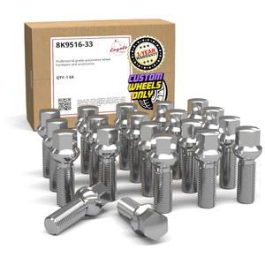 휠 액세서리 부품 20개 M14 x 1.5 스레드 OE 스타일 대형 볼 시트 러그 볼트 17mm 육각 33mm 길이 크롬 마감, 메르세데스-벤츠 CL 클래스 G ML S AMG SL 클래스에 적합