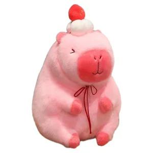 생일파티하는 핑크 카피바라인형 풍선 꼬깔모자 귤 장식 펌프포함 머리장식 파티 학예회 봉제