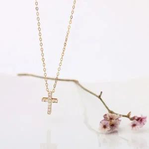 [미니아트]14K Gold 데일리 미니 십자가 심플 금 목걸이 42cm
