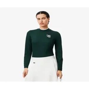 라코스테 LACOSTE 여성 그래픽 포인트 반하이넥 긴팔 티셔츠 [딥그린]