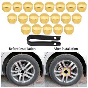 20Pcs 17mm 범호환  자동차 타이어 휠 허브 커버 러그 너트 볼트 나사 보호 캡 골드